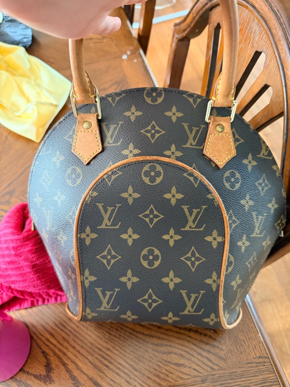 Louis Vuitton Monogram Canvas Brown Satchel with Natural Leather Trim